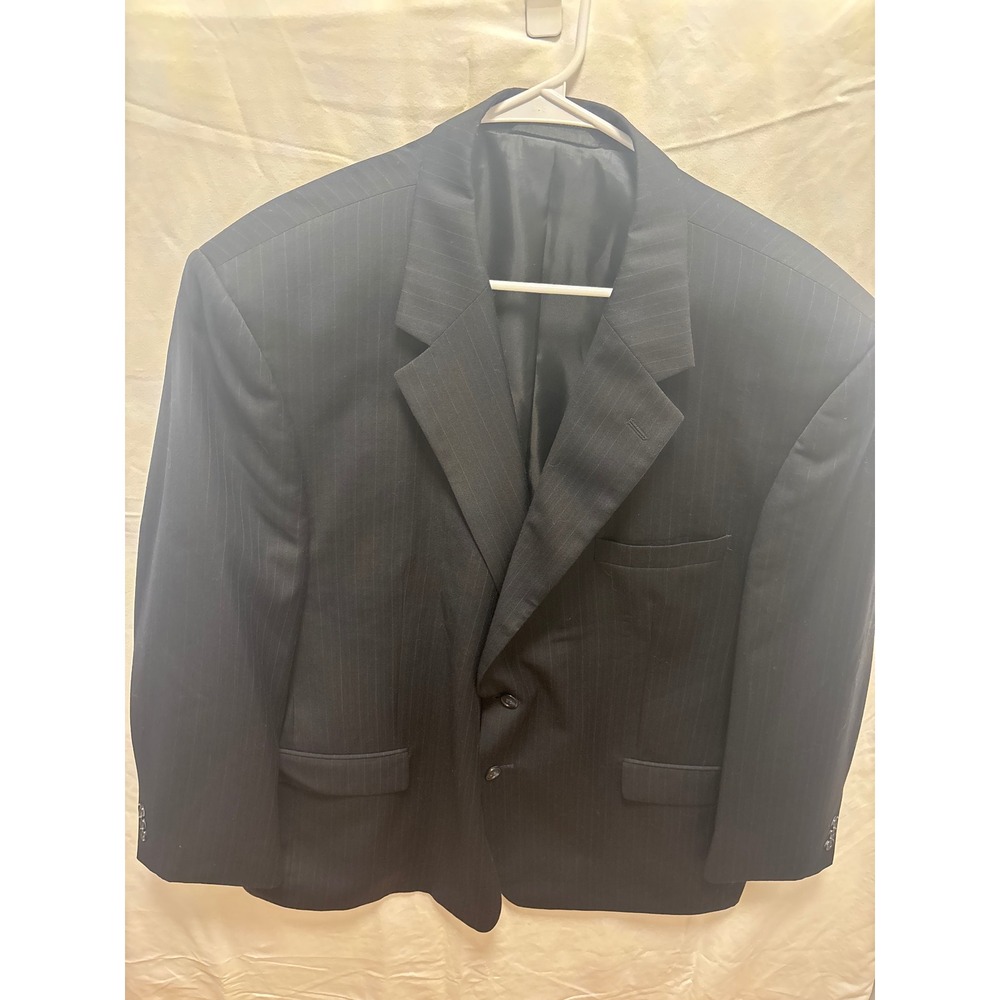 PETROCELLI Pinstripe Blazer Men Size 50R  Black Navy Excellent Two Button Jacket